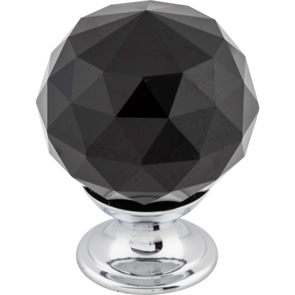 Top Knobs TK116PC Black Crystal Knob 1 3/8 Inch Polished Chrome Base