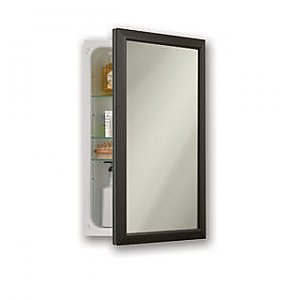 NuTone 625N244BZCX 16" x 26" Reversible Hinge Single Door Recessed Medicine Cabinet with Framed Mirror from the Hampton Collection