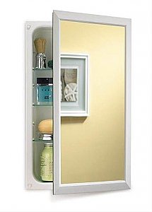 NuTone 625N244WHCX 16" x 26" Reversible Hinge Single Door Recessed Medicine Cabinet with Framed Mirror from the Hampton Collection