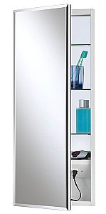 Jensen 704309X Meridian Medicine Cabinet with Beveled Mirror and Electrical Outlet